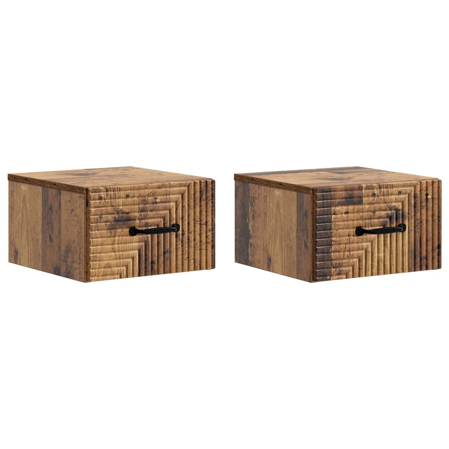 vidaXL Wandmontierter Nachttisch 2 Stk Altholz 34,5 x 33 x 20 cm 898612