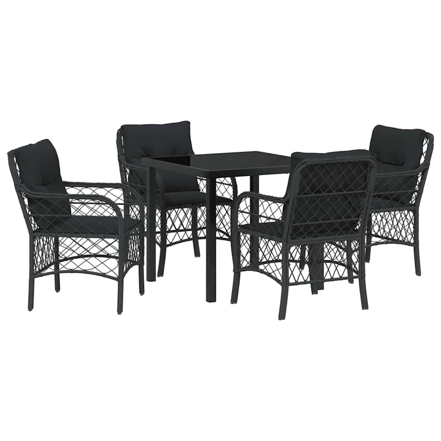 vidaXL Garten Essgruppe mit Kissen 5-Tlg Schwarz Poly Rattan 3380205 günstig online kaufen