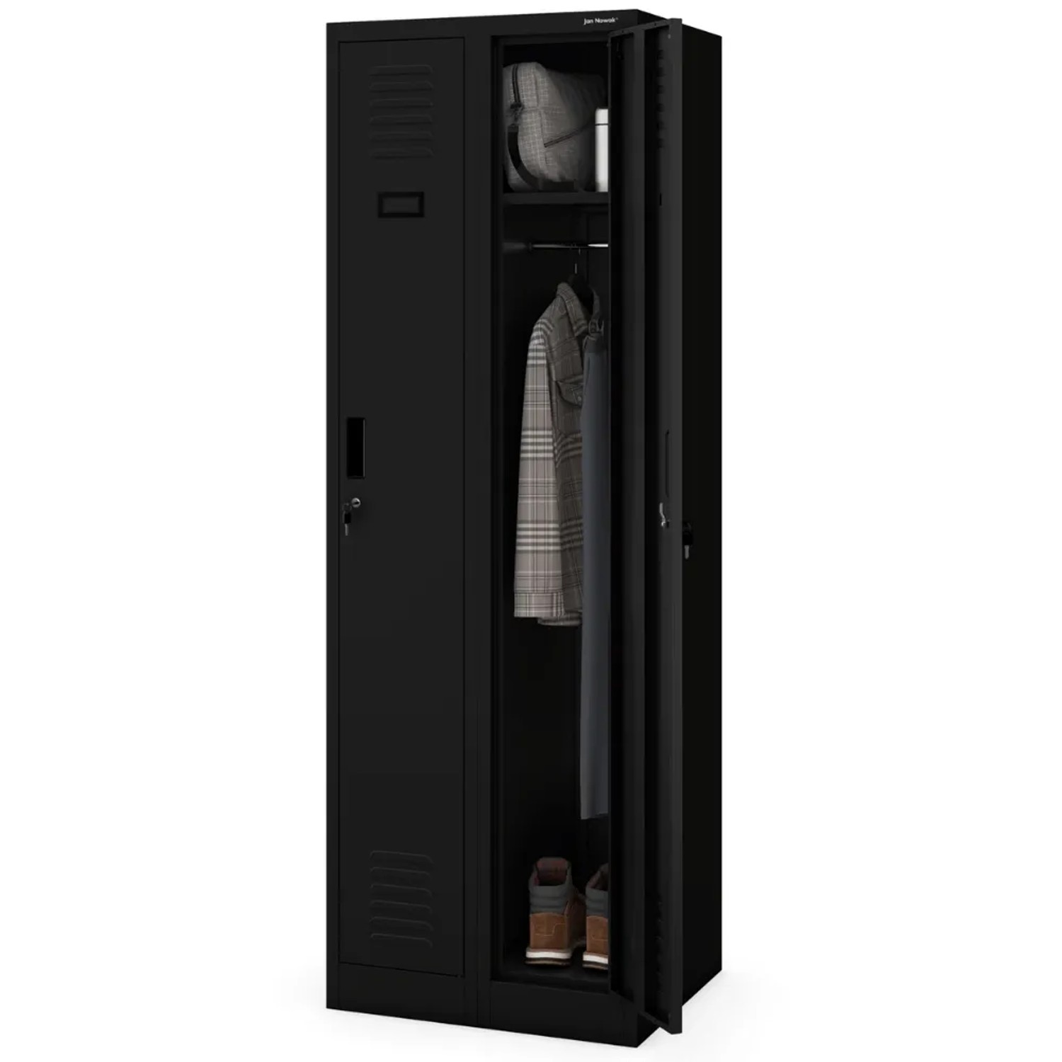 JAN NOWAK Umkleideschrank Spind KACPER 2 Abteile 180 x 60 x 50 cm Schwarz