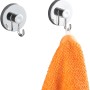 Wenko Vacuum-Loc Hakenset, 2 Chrom-Haken, einer mit orangefarbenem Handtuch.