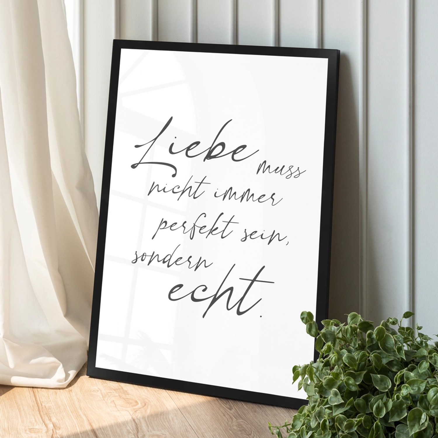 WANDStyle Gerahmtes Poster mit Spruch Liebe Echt in Weiß 20 x 30 cm