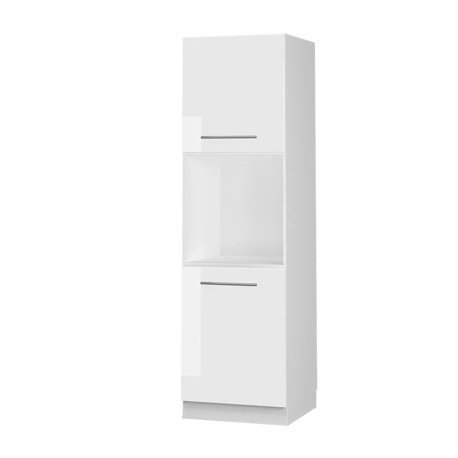Vicco Herdumbauschrank Fame-Line Weiß Hochglanz Weiß 60 cm mit Offenem Regal