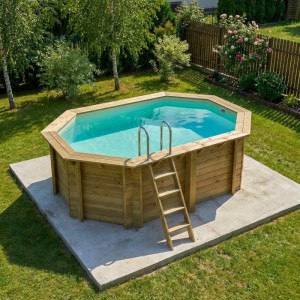 ALTANKA Holzpool Nemo 4,3x3 Höhe 1,31 m SANDFARBEN auf Rahmen ohne Betonierung BAS7303OSPU3