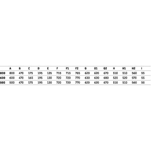 Technische Zeichnung Duravit Vero Einbauwaschbecken 80 cm mit Maßangaben.