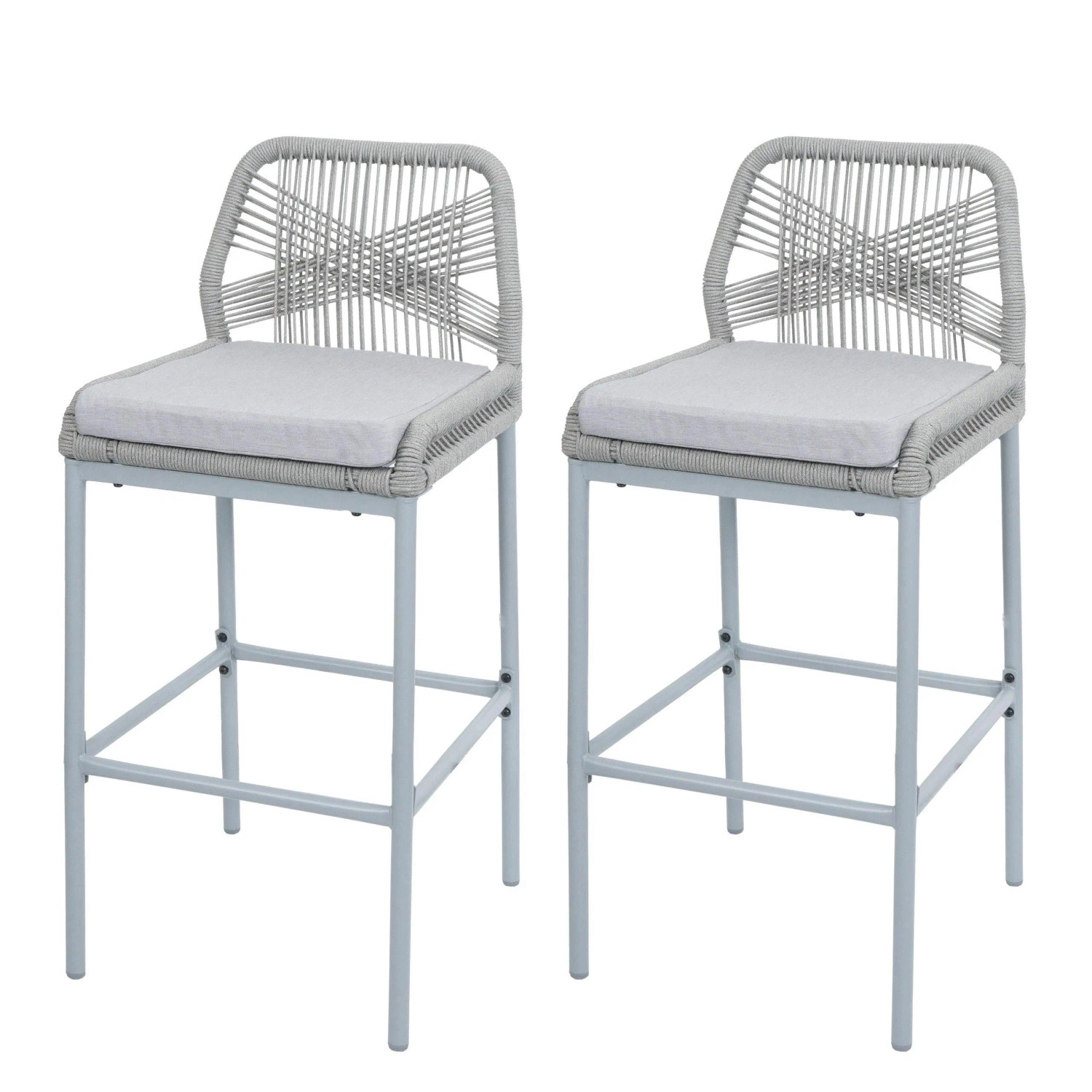 Proregal 2er-Set Rope-Barhocker HxBxT 101x45x52 cm Sitzhöhe 76cm Hellgrau K günstig online kaufen