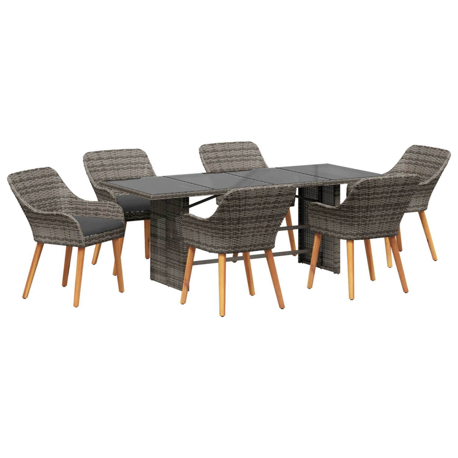vidaXL 7-Teilige Garten Essgruppe Grau Poly Rattan 3261625 günstig online kaufen