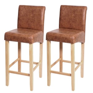 PROREGAL 2er-Set Barhocker Gepolstert Mit Lehne Sitzhöhe 75cm Holz Wildlederimitat Helle Beine Stoff/Textil Barstuhl Tresenhocker