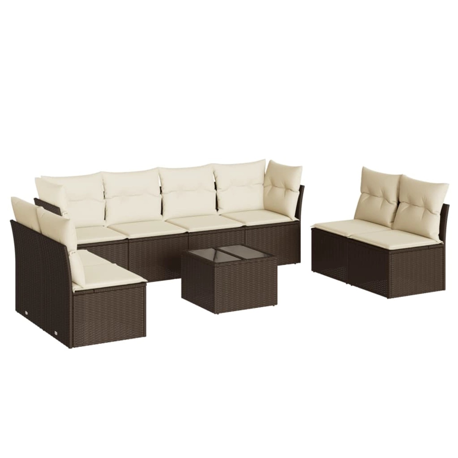 vidaXL 9-Tlg Garten-Sofagarnitur mit Kissen Braun Poly Rattan 3217463 günstig online kaufen