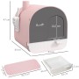 PawHut Katzentoilette mit Deckel, rosa, inklusive Schaufel und Matte. Praktisches Katzenklo mit Schublade.