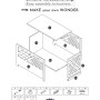 Skizze: WONDERMAKE Design Hundekäfig Schrank cavea1 als Bausatz mit Aufbauanleitung.