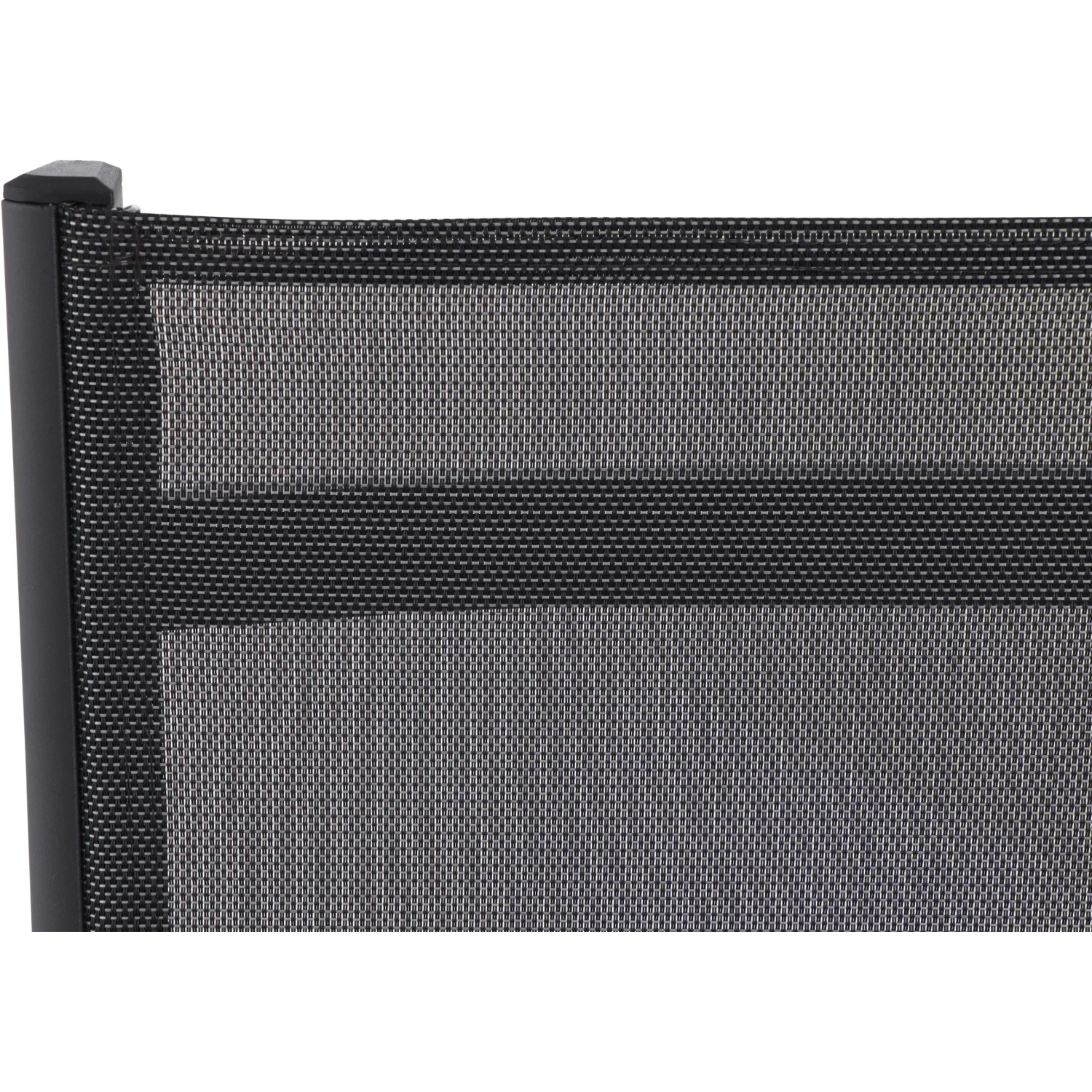 Detailaufnahme: Anthrazitfarbener Siena Garden Klappsessel Tesoro mit Ranotex-Gewebe.