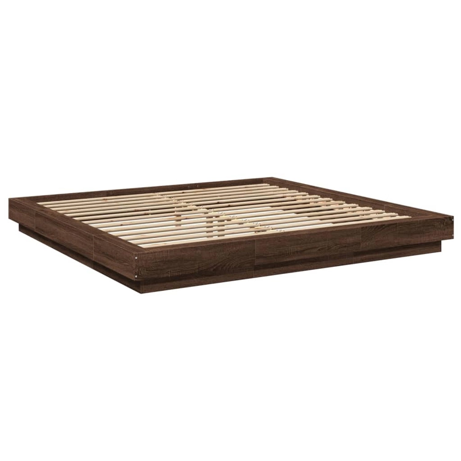 vidaXL Bettgestell mit LED Braun Eichen-Optik 200x200 cm Holzwerkstoff 3281 günstig online kaufen