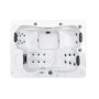 Draufsicht: Home Deluxe Outdoor Whirlpool White Marble Plus mit Treppe und Abdeckung.