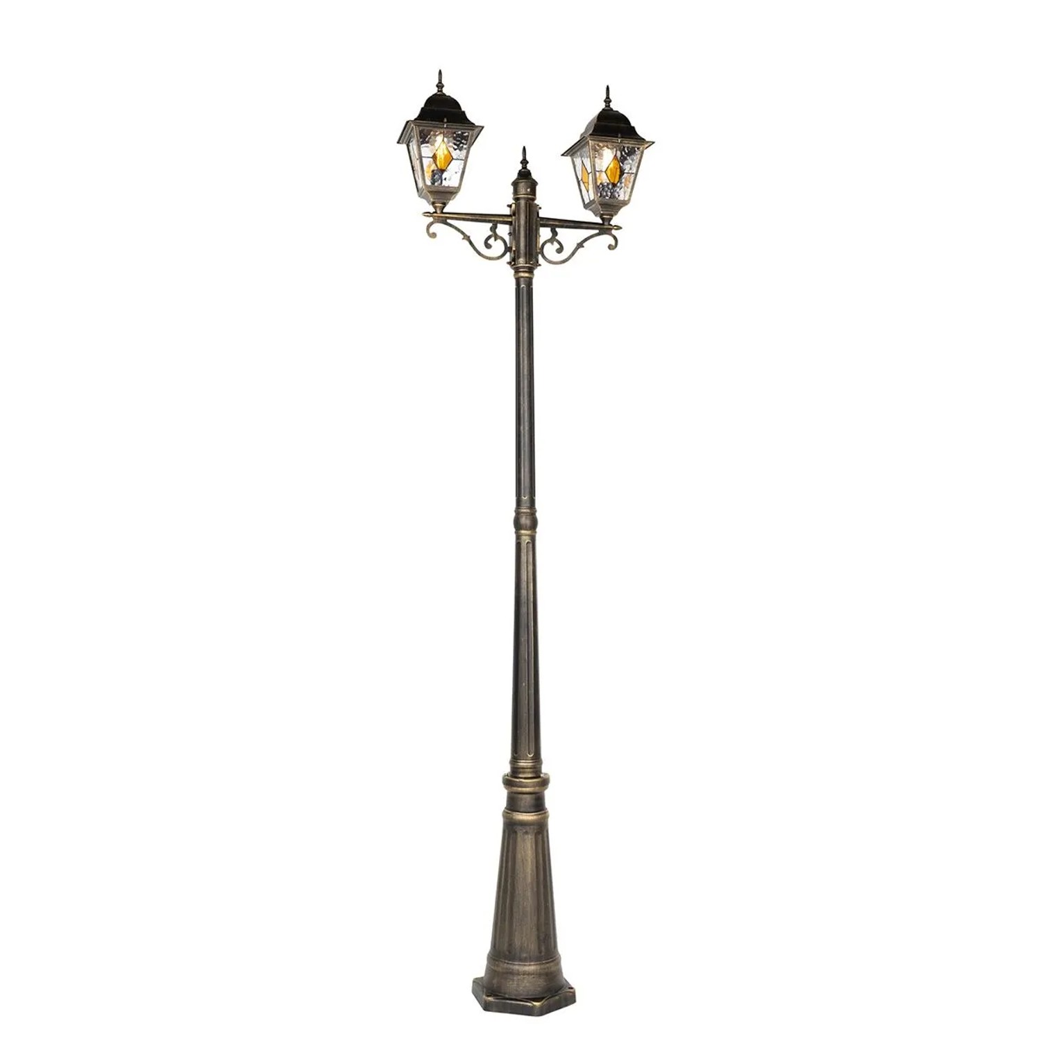 QAZQA Vintage Außenlaterne AntikGold 240 cm 2 Flammig Antigua