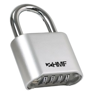 HMF 3507-09 Zahlenschloss Vorhängeschloss Schloss mit 4-Stelligem Zahlencode aus Zinklegierung 53 x 24 x 78 mm Silber