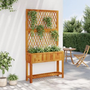 vidaXL Pflanzkübel mit Rankgitter aus Akazienholz, 100x32x185 cm, für Kletterpflanzen im Garten.