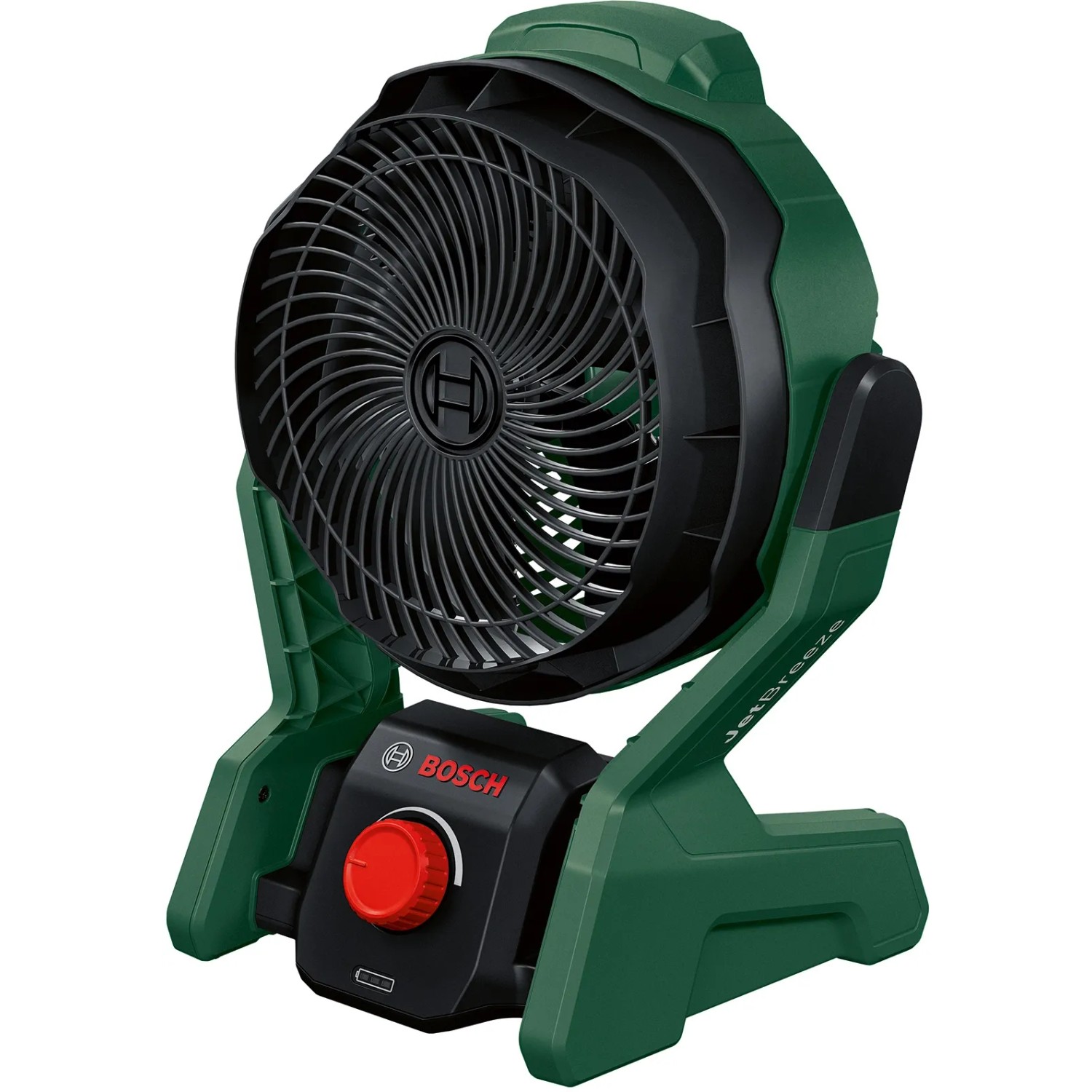 Bosch UniversalFan 18V-1000 Akku-Ventilator in Grün und Schwarz. Akkugerät für flexible Kühlung.