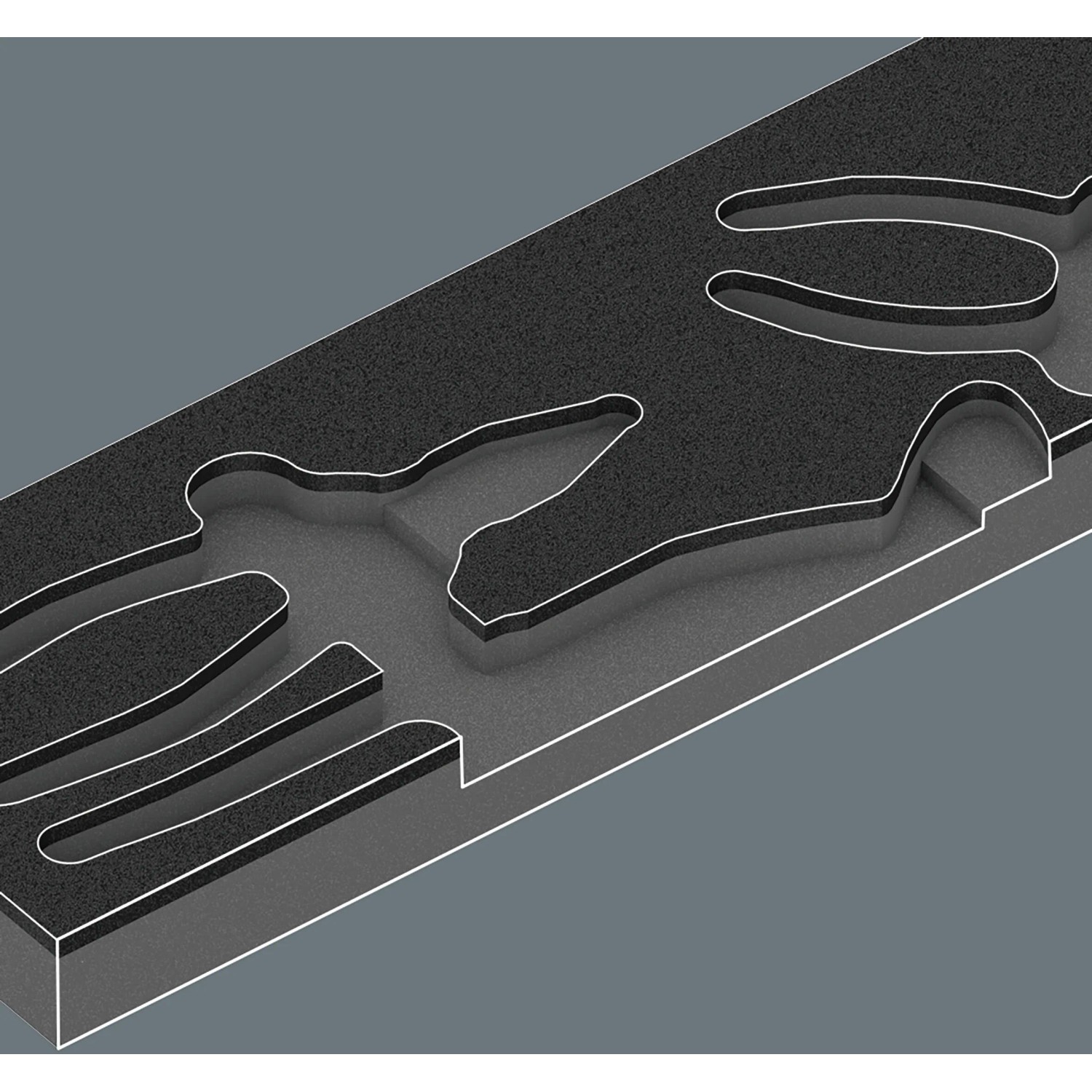 Wera Schaumstoffeinlage für Werkstattwagen mit Aussparungen für Knipex Zangen-Set (3-teilig).