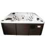 Canadian Spa Whirlpool ThunderBay, fester Outdoor-Whirlpool für 6 Personen mit brauner Verkleidung.