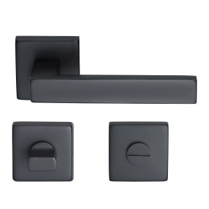 MeinTürgriff Drückergarnitur Trento Schwarz Türdrücker Eckig WC