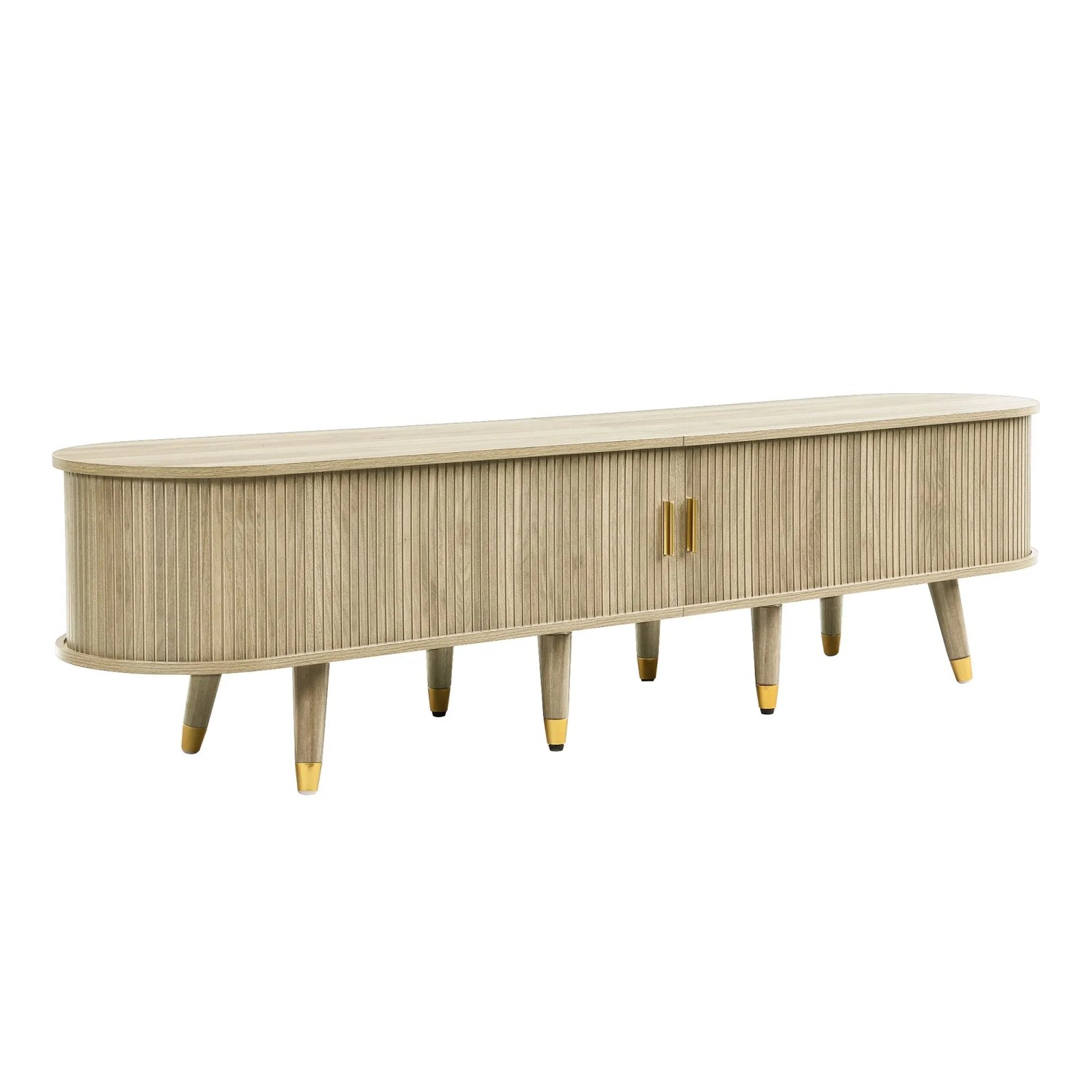 ModernLuxe TV Lowboard mit Schiebetüren 2 Schubladen MDF Natur