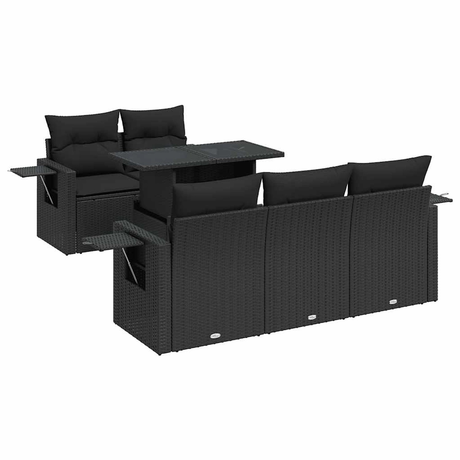 vidaXL 6-Tlg Garten-Sofagarnitur mit Kissen Schwarz Poly Rattan 3326406 günstig online kaufen