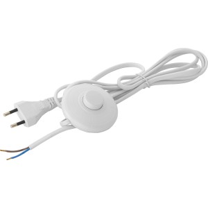 Weiße Zuleitung mit Tretschalter (2 m) für Lampeninstallation.