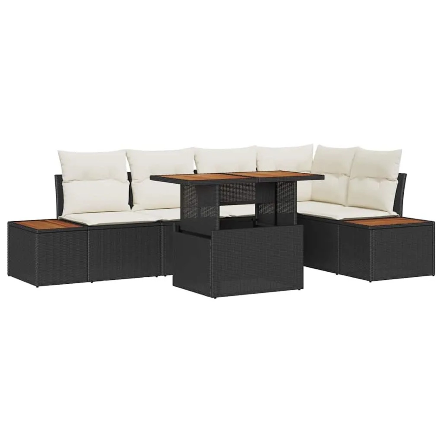 vidaXL Garten Essgruppe mit Kissen 6-Tlg Schwarz und Beige 3350069 günstig online kaufen