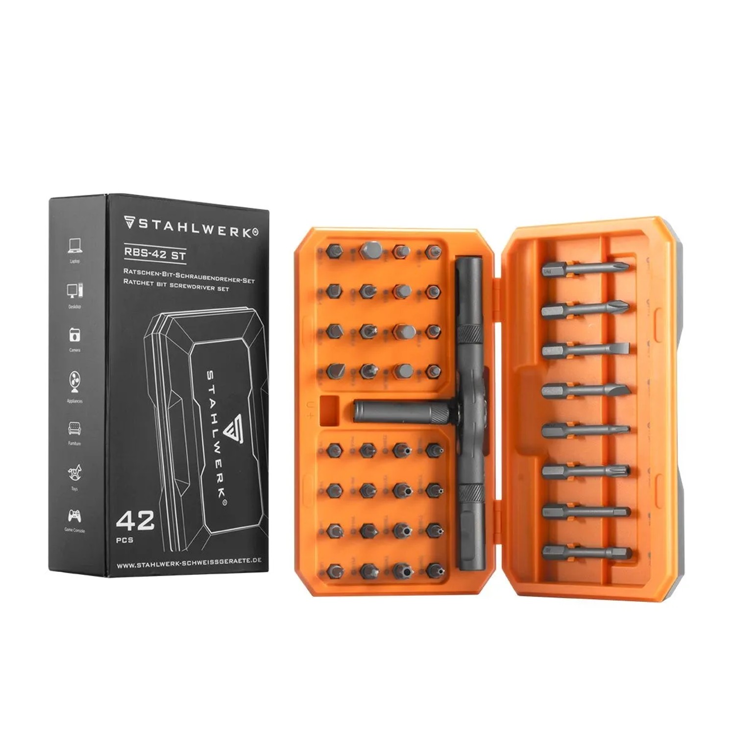 STAHLWERK Ratschen Schraubendreher Bit Set RBS 42 ST 42 Teilig