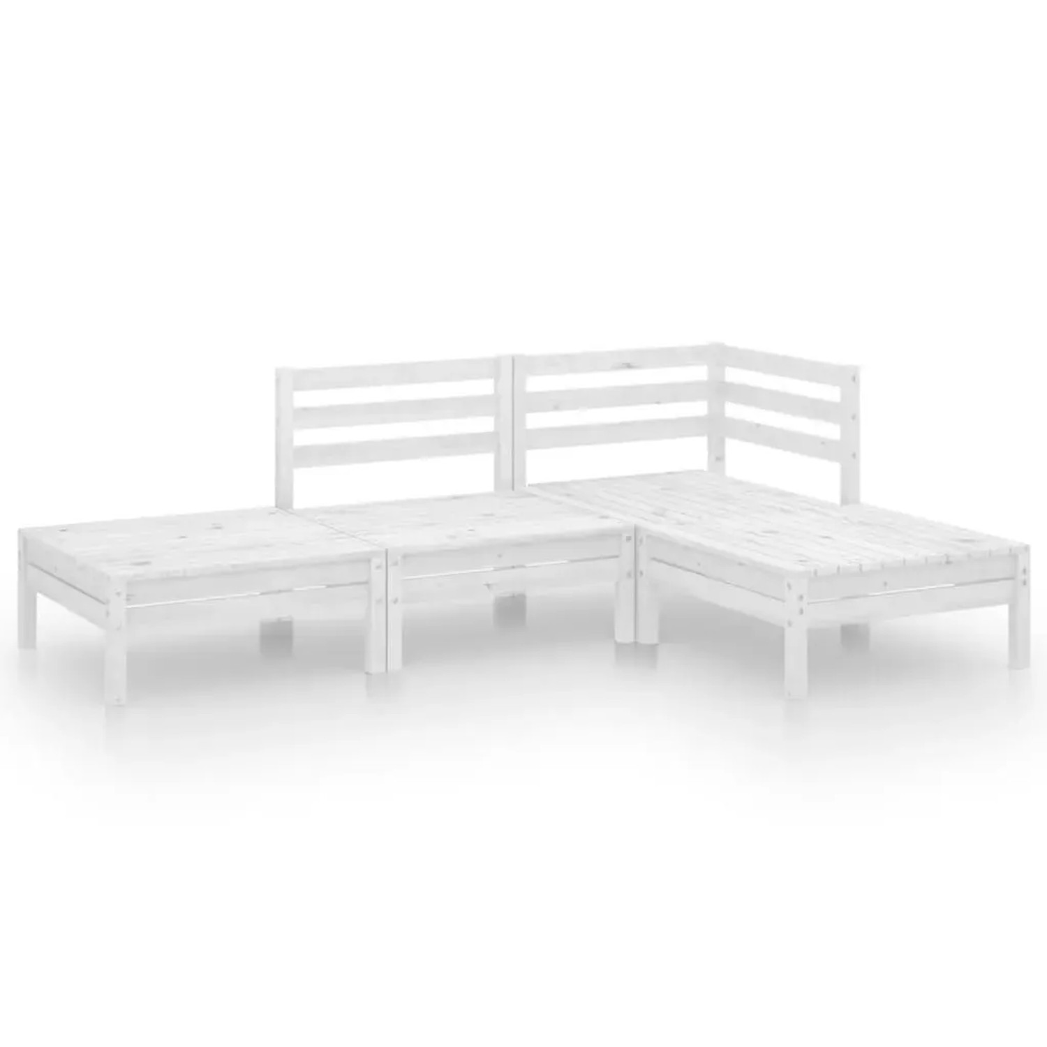 vidaXL 4-Tlg Garten-Lounge-Set Weiß Massivholz Kiefer 3082618