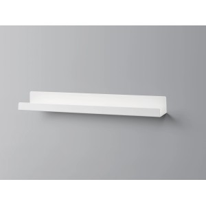 Weißes Metall-Wandregal Bix, 60 cm breit, zur Wandmontage für Deko und Bilderrahmen.