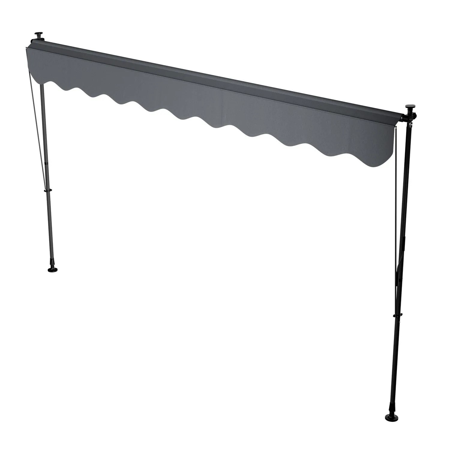 Graue Juskys Klemmmarkise Kapstadt 350x120 cm für Balkon & Terrasse, ohne Bohren montiert.