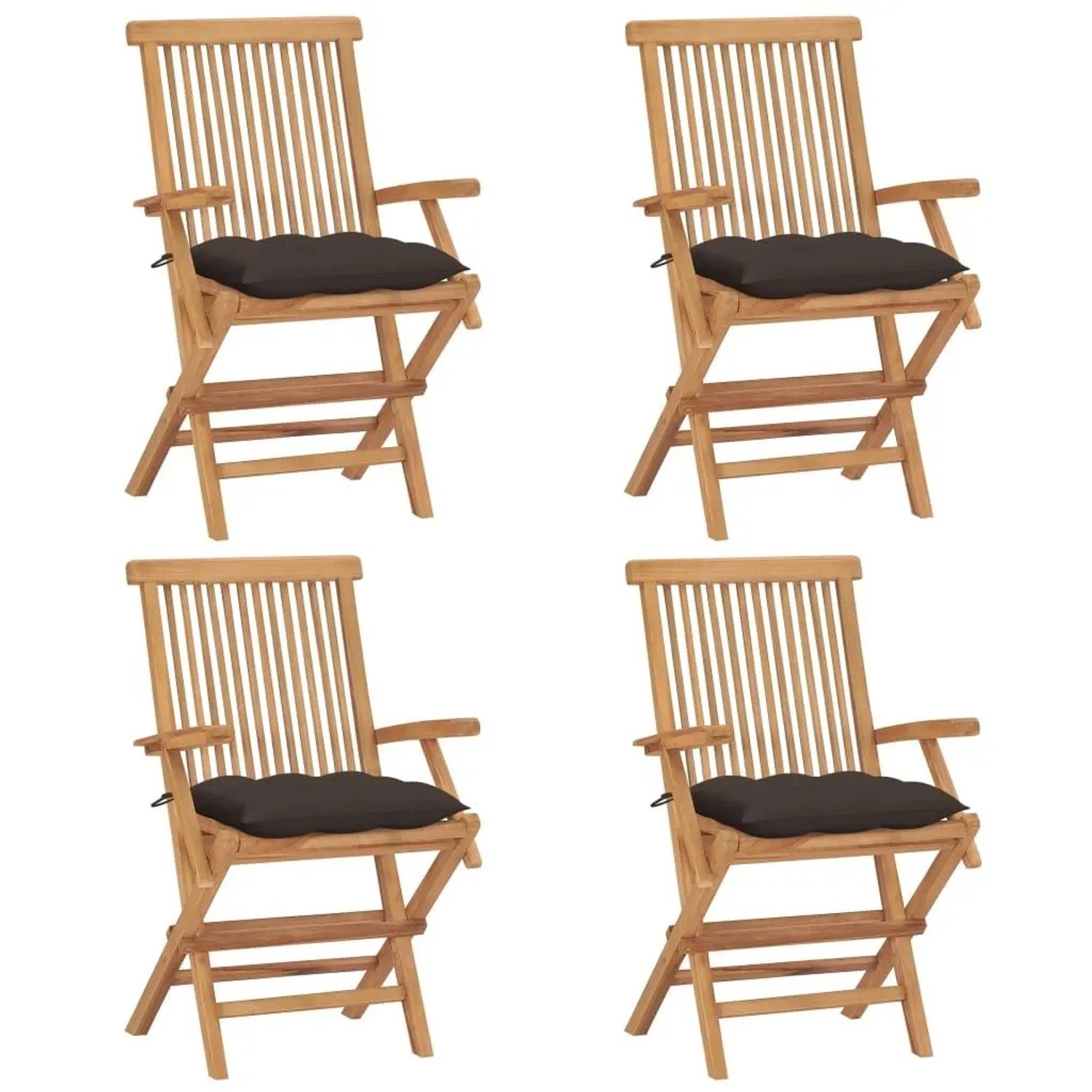vidaXL Gartenstühle mit Taupe Kissen 4 Stk Massivholz Teak 3065640 günstig online kaufen