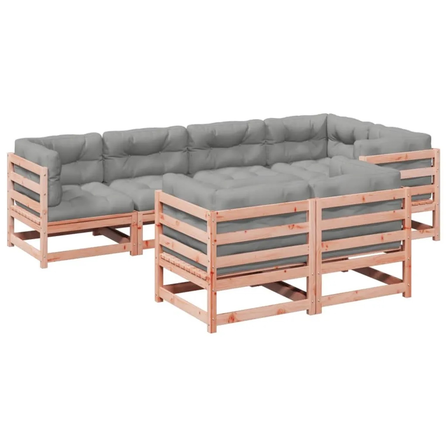 vidaXL 7 Tlg Garten-Sofagarnitur mit Kissen Massivholz Douglasie 3299495