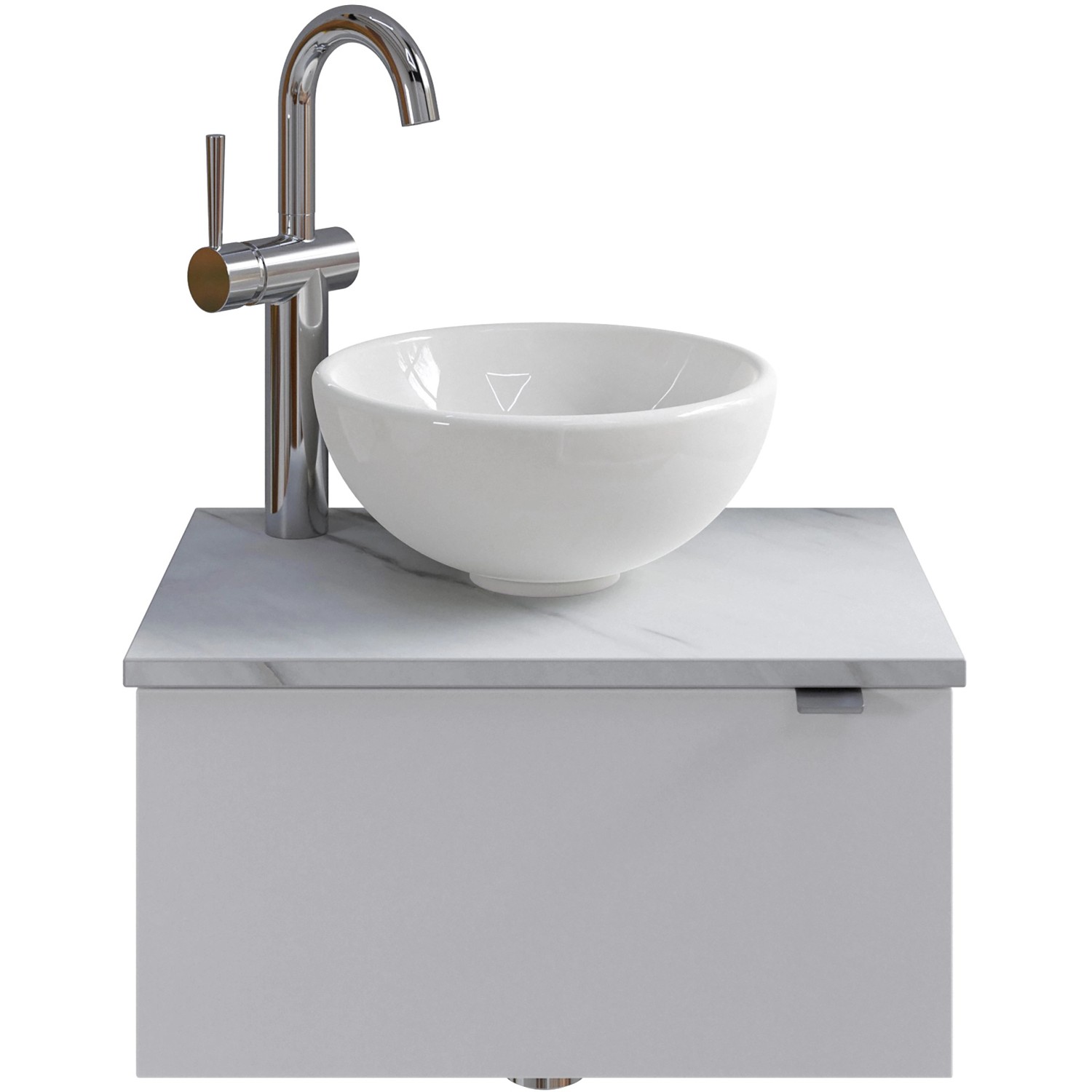 Pelipal Waschtisch-Set V1 Weiß Glanz-Marmor Weiß Anschlag L 51cm