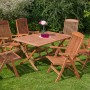 7-teiliges Gartenmöbel-Set Maracaibo aus Eukalyptusholz mit Klappsesseln und Tisch (160x90 cm).