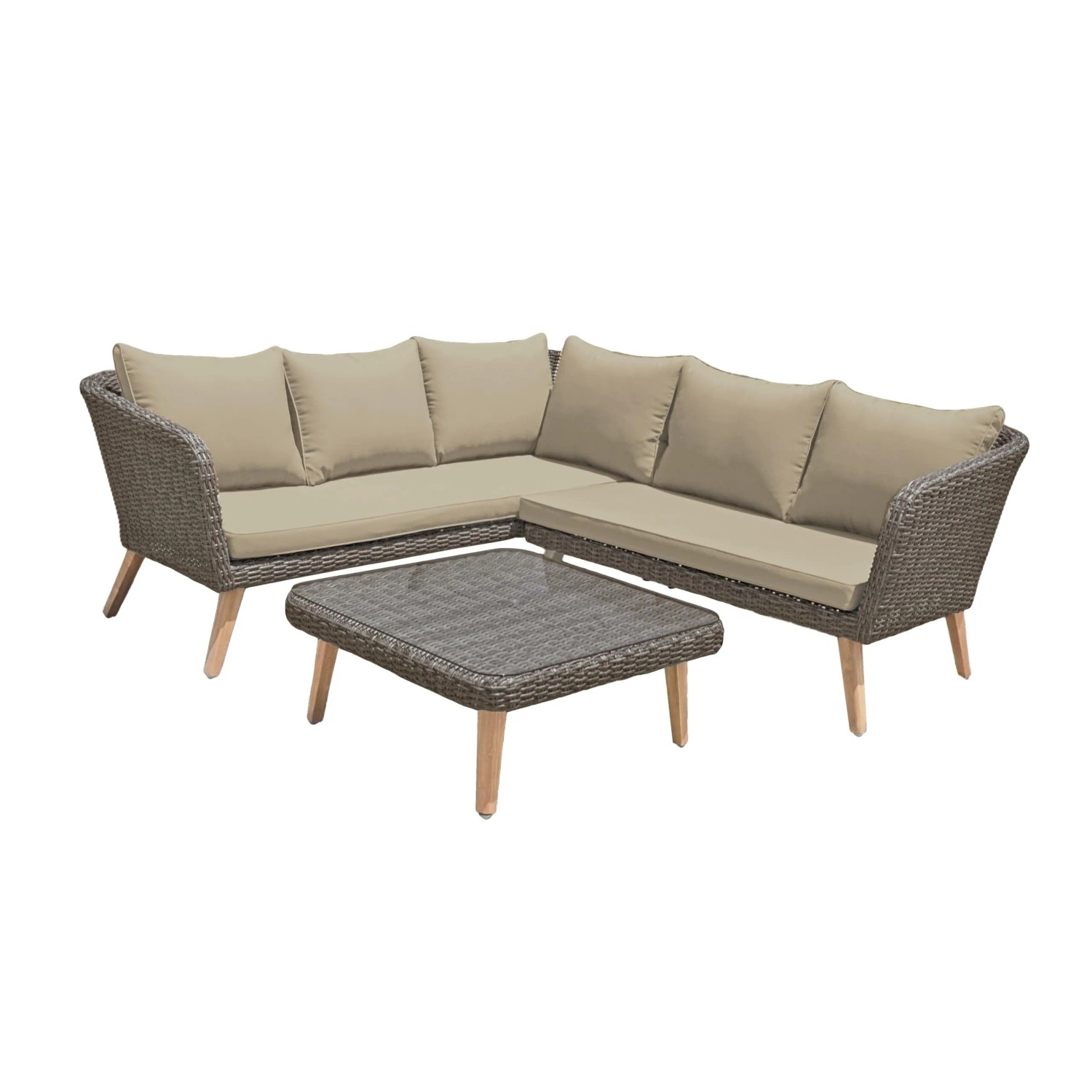 DELUKE Gartenloungeset DUBAI Anisbraun Akazie Braun Gartenmöbel Set Garten Loungegruppe Lounge-Set Pool Loungegarnitur
