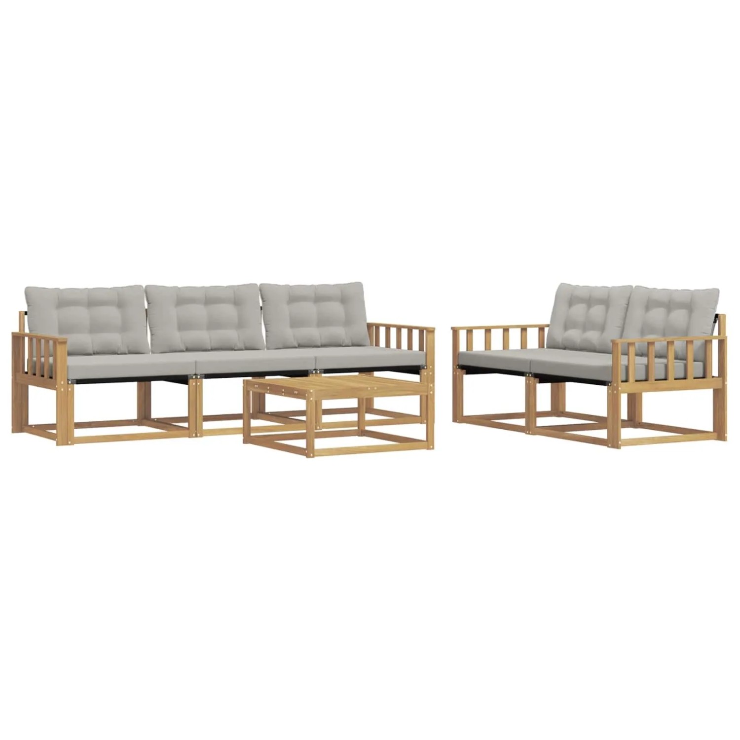 vidaXL Outdoor-Sofagarnitur 6 Stk Weiß und Hellgrau 79 x 79 x 37 cm 3388417
