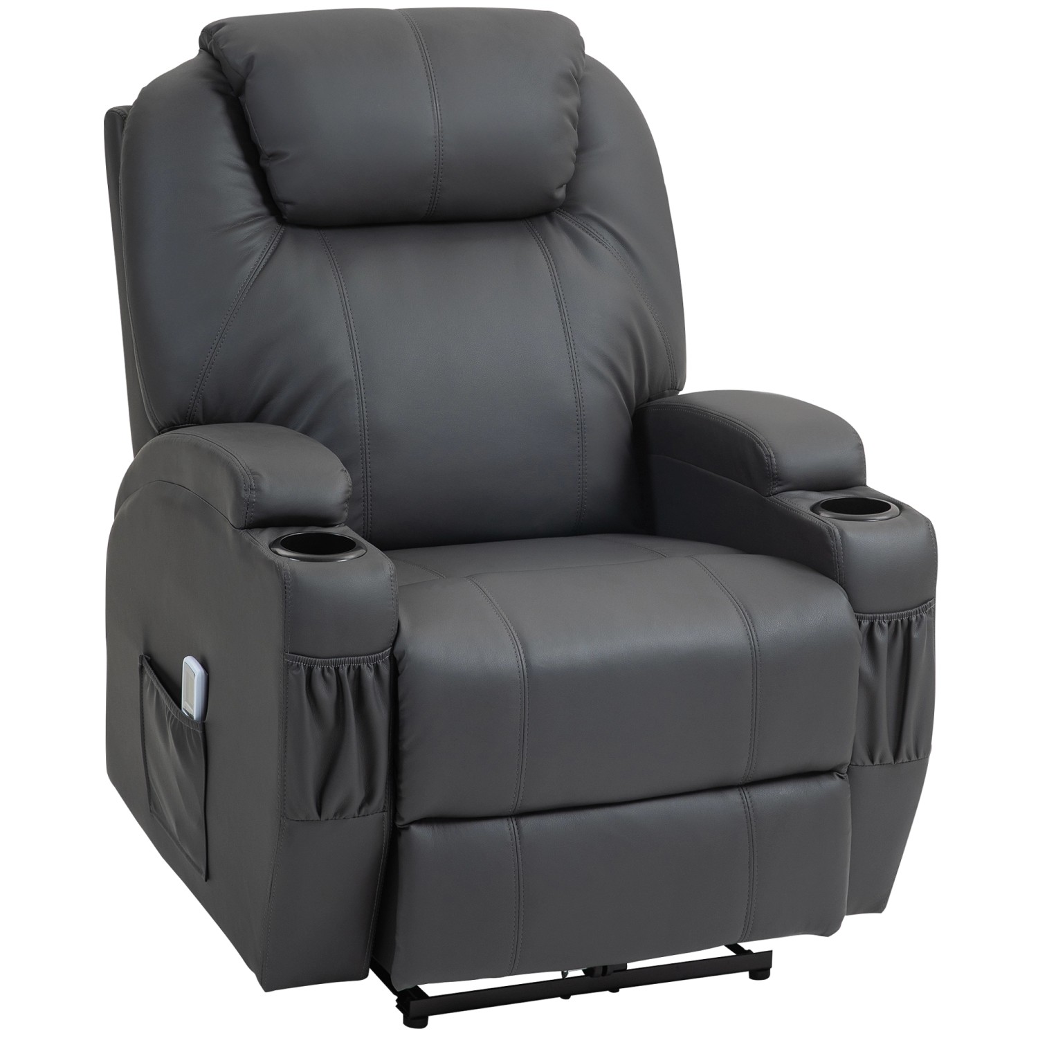 HOMCOM Relaxsessel mit Massagefunktion Elektrisch Kunstleder Dunkelgrau