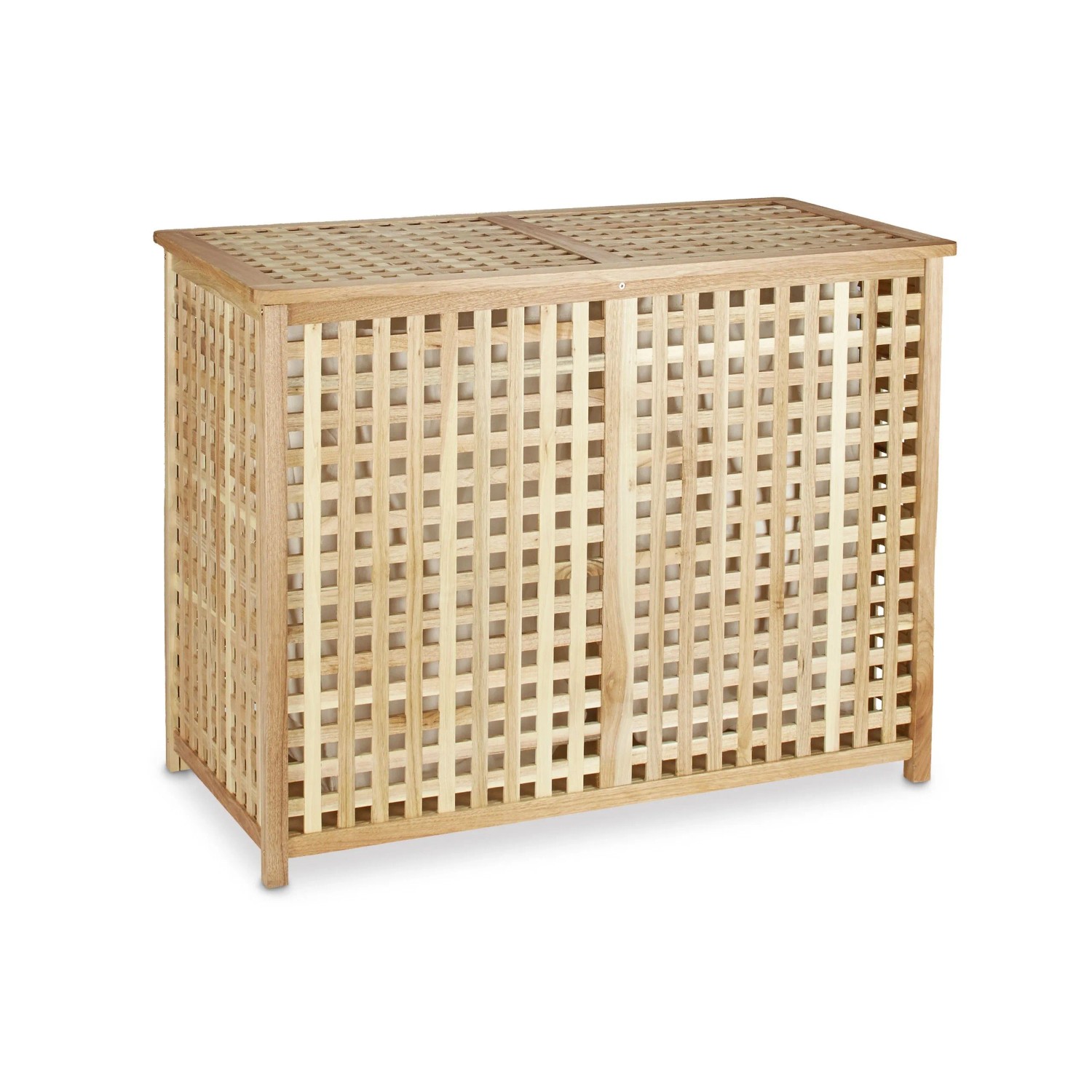 Relaxdays Wäschesammler Walnussholz Braun Klappbar mit 2 Wäschesäcken 68,1 cm x 87,9 cm x 46,1 cm