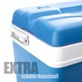 BigDean Kühlbox: Detailansicht des blauen, strukturierten Deckels mit weißem Verschluss aus robustem Kunststoff.
