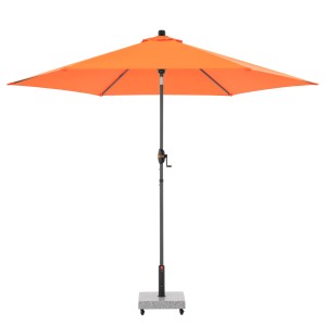 Doppler Marktschirm MyZone Orange mit Knickfunktion und Kurbelmechanismus.