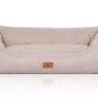 Beiges Knuffelwuff Hundebett Emma Velours XXL (120x85cm). Gemütliches Hundekörbchen für maximalen Komfort.