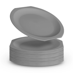 ProHome Kunststoffteller, Ø23cm, Grau, 16er-Pack. Geschirr-Set, BPA-frei, stapelbar.