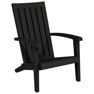 Schwarze vidaXL Adirondack Gartenstühle (2 Stk) aus Polypropylen.