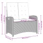 Verstellbare schwarze Gartenbank aus Poly Rattan mit Kissen, 105x59x93 cm. Relaxmöbel für Garten und Terrasse.