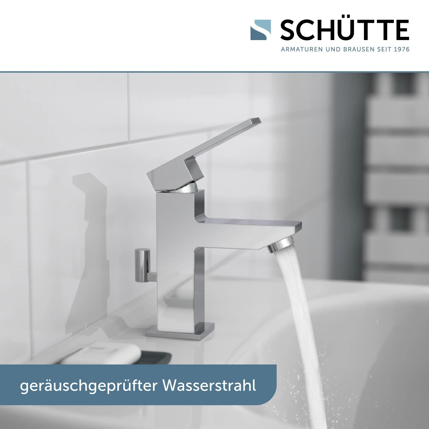 Schütte Waschtischarmatur Tokyo II Chrom mit laufendem Wasser.