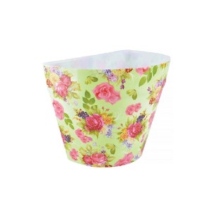 3er Set halbrunde Jet-Line Blumentöpfe mit Blumenmuster für Balkongeländer.