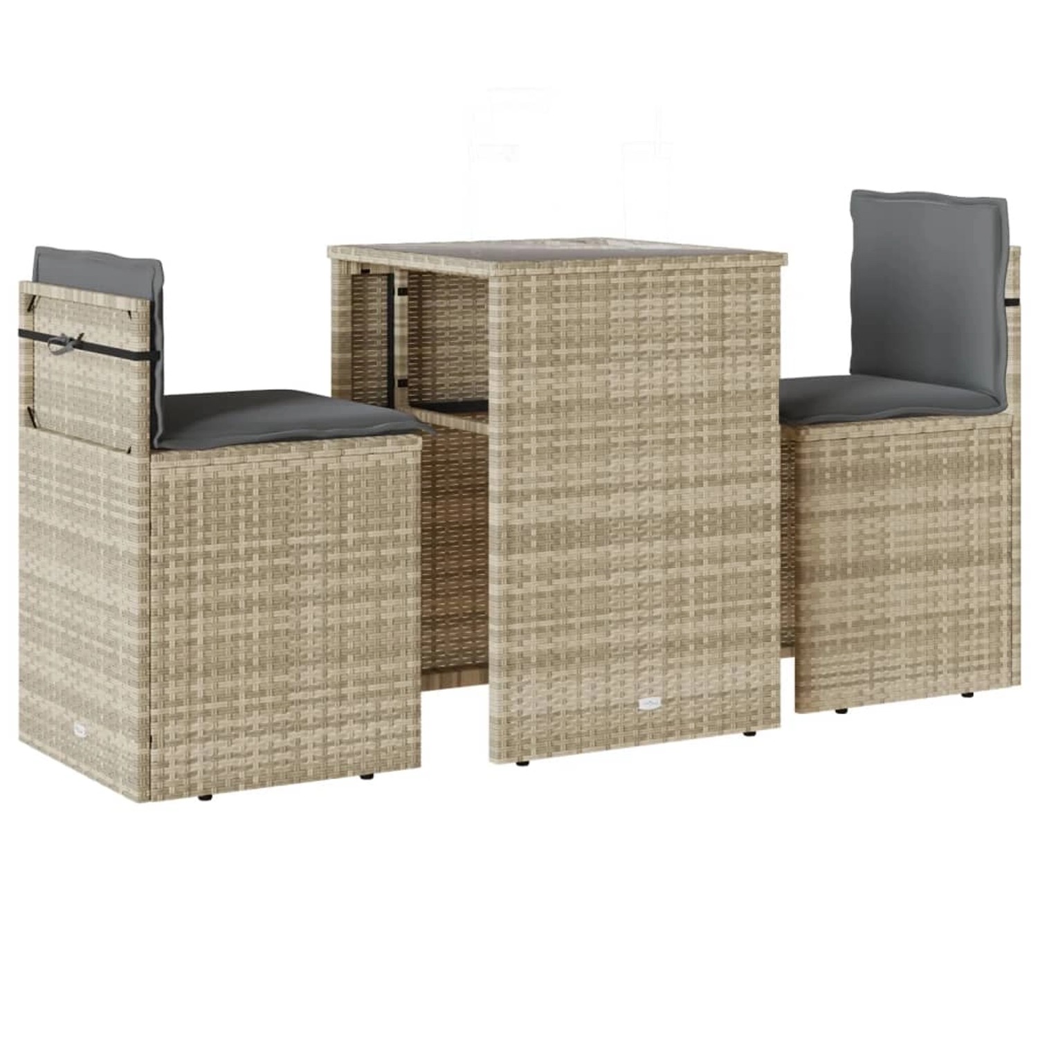 vidaXL 3-Tlg Bistro-Set mit Kissen Hellgrau Poly Rattan 4003874