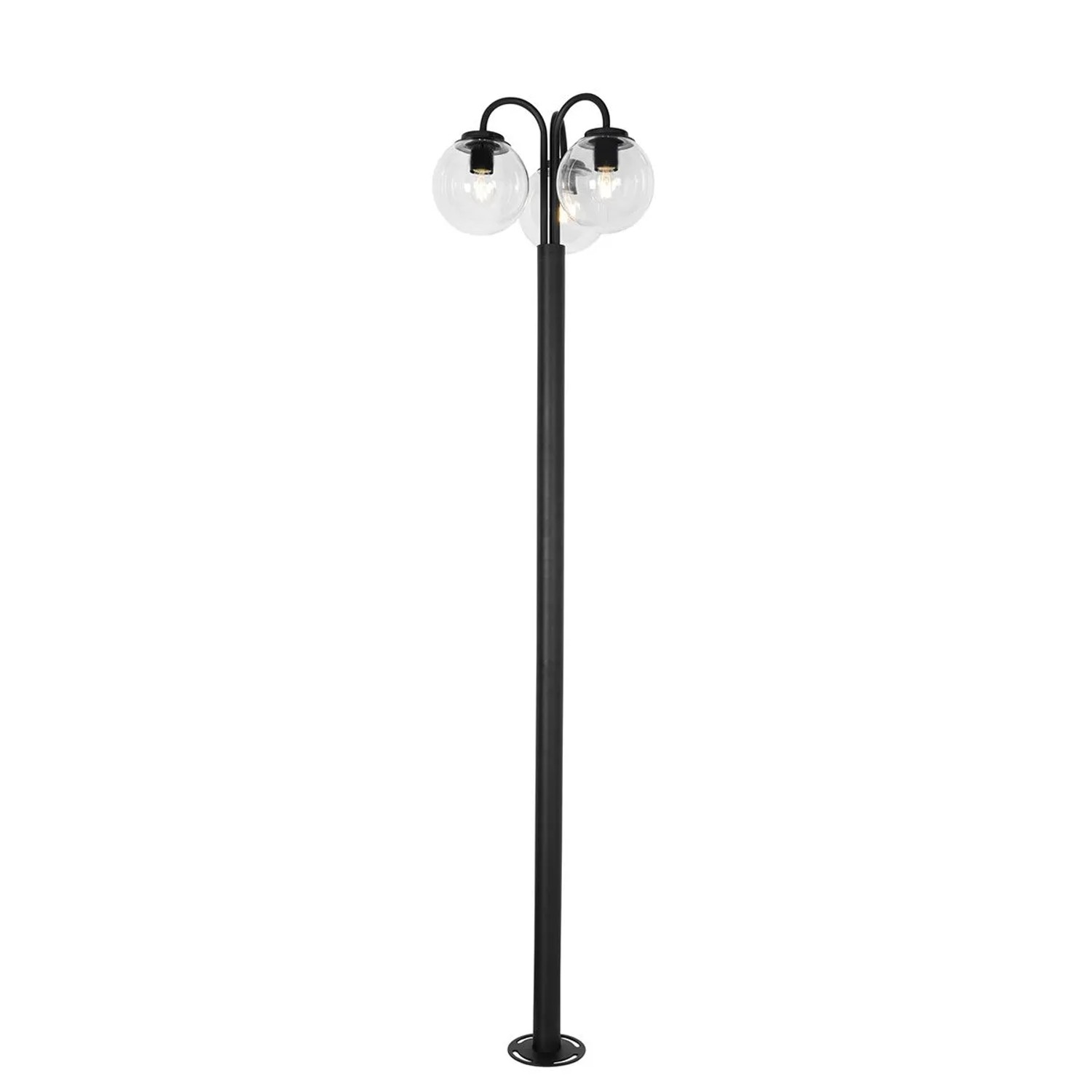 Qazqa Laterne Schwarz Mit Klarglas 200 Cm 3 Flammig IP44 Sfera